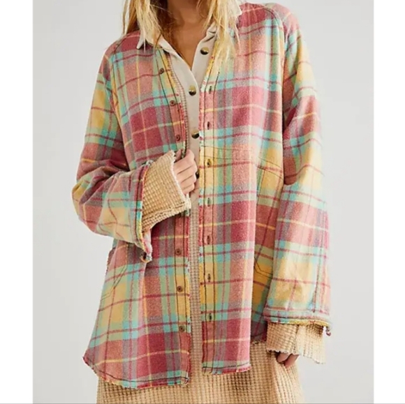 We The Free Tops - We The Free Summer Daydream Plaid Buttondown Oversized Size XS